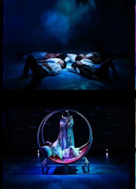 Production still — aerial hoop scene